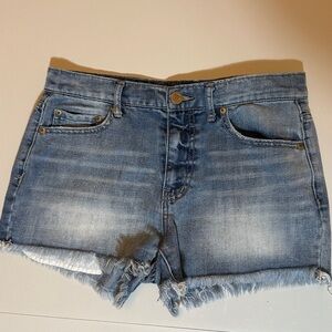 Aeropostale High Waisted Aero Cheeky Distressed Denim Shorts